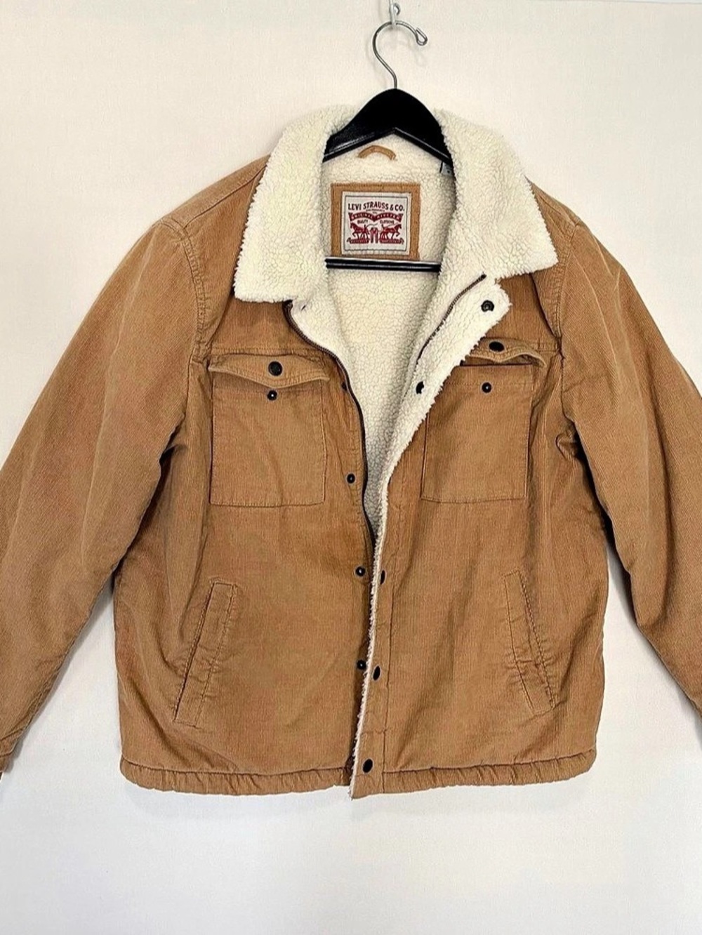 Levi’s Premium Men’s L Tan Corduroy Sherpa Trucker Jacket Beige Western